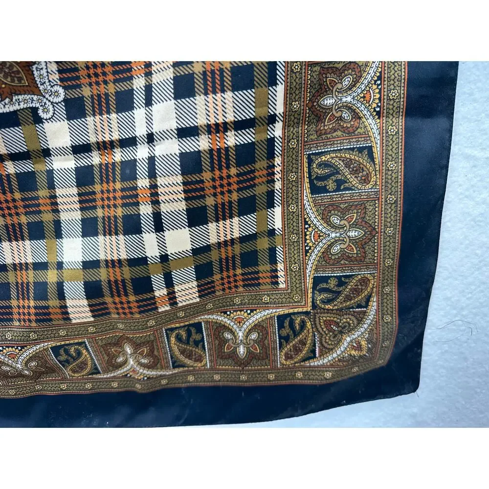 Fall Plaid and Star Paisley Pattern Large Square 100% Polyester Scarf 34 X 34